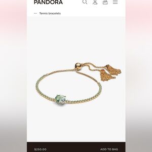 Pandora Gold-Tone Bracelet with Light Green Crystal Center